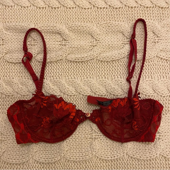 COPY - AUBADE SHEER LACE BALCONETTE BRA in RED - Picture 4 of 9
